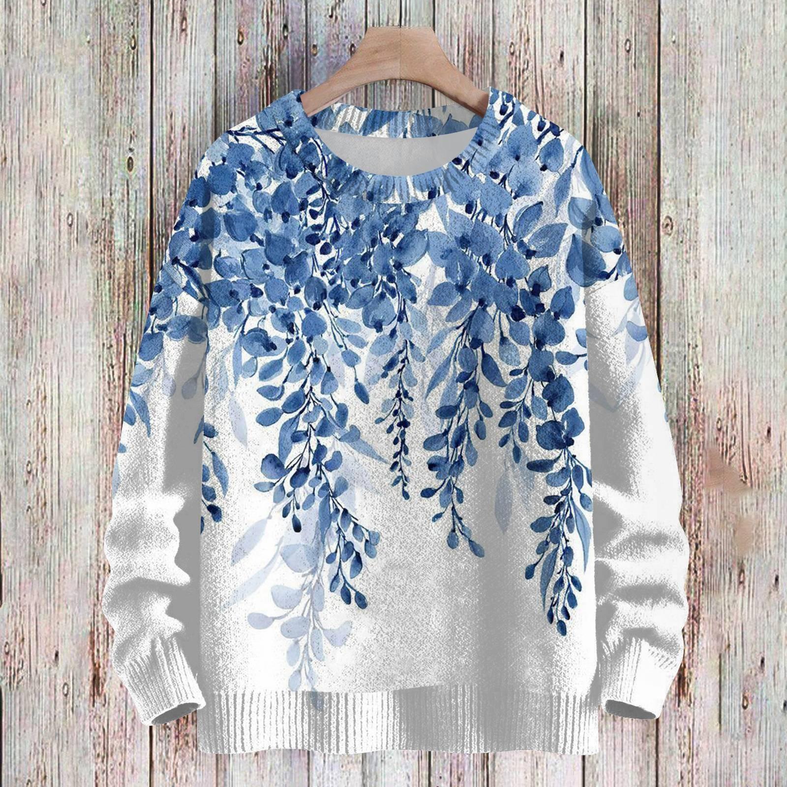 

Рождественские толстовки для детей, вязаные свитера для мальчиков и девочек, симпатичные рубашки, осенние свитера с круглым вырезом, топы 90 небесно-голубой