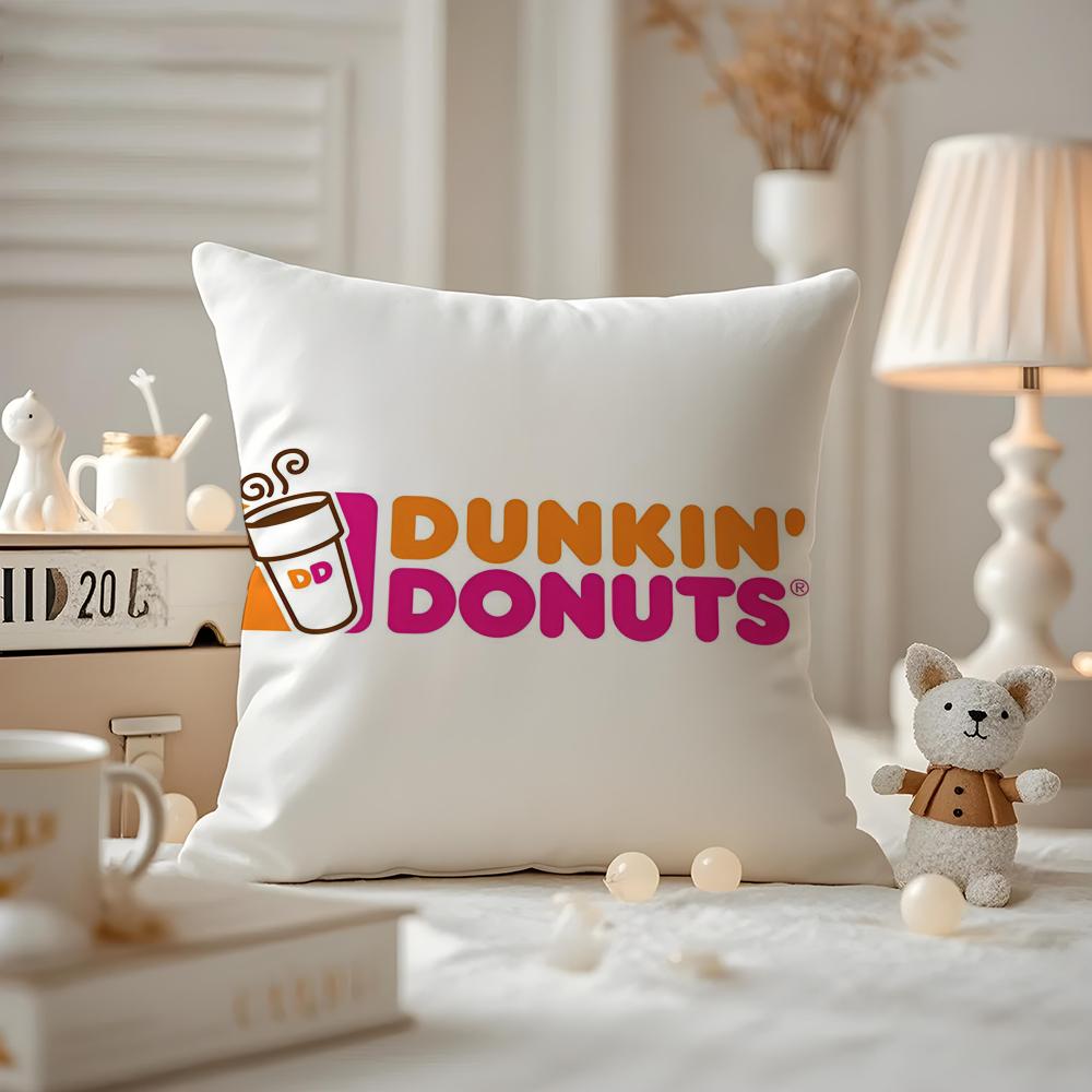 Dunkin' Donuts Cushion Cover Anti-dustmite Pillowcase Invisible Zipper Silky Short Plush Sofa Cushion Cover