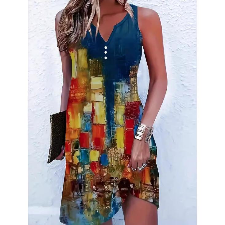 European And American-Border Women'S Dress Summer Sleeveless Midi Dress Amazon Women'S