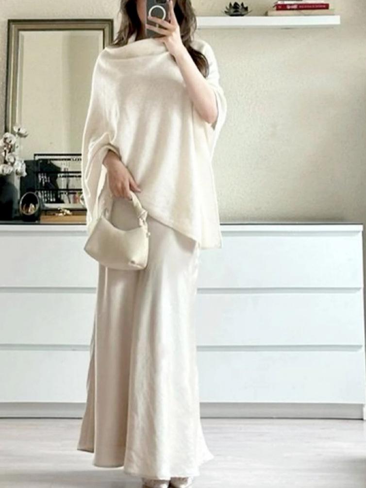 Cross-Border Shawl Neck Warmer Sweater: Irregular Knitted Autumn/Winter Pullover Cape Top