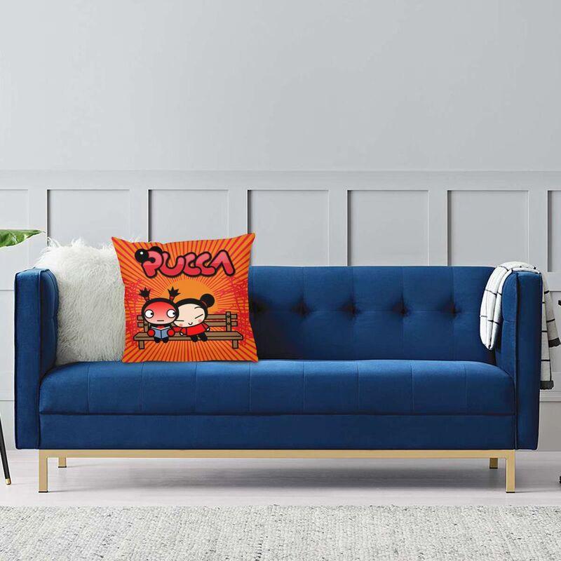 Pucca Modern Throw Pillow Cover Home Decorative Cartoon Character Cushion Case Double-Sided Printing Outdoor Cushion Pillowcases