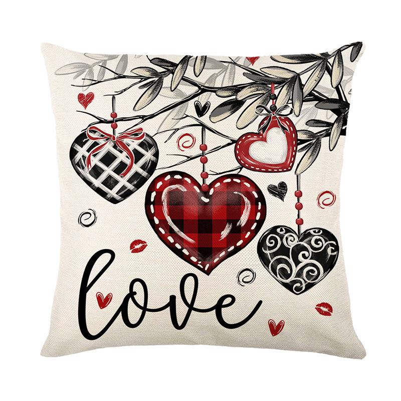

New Printed Pillow Case Valentine s Day Home Holiday Decoration Living Room Sofa Cushion Cover Bedside Cushion Cover 45 * 45Cm (without pillow core)