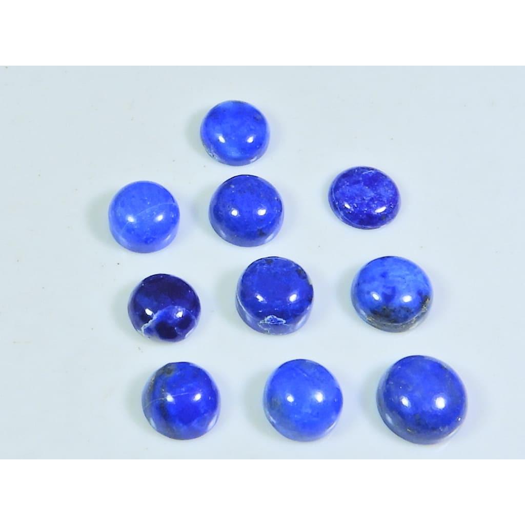 8MM Natural Lapis Lazuli Round Cabochon Loose Gemstone 10Pcs Lot 24Cts. A-516