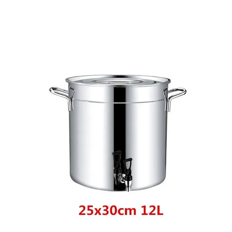 304 Edelstahl Topf Wasserhahn Spender Groß Große Kapazität Wasserspeicher Eimer Fass Suppentopf mit Deckel Suppentopf Kochgeschirr