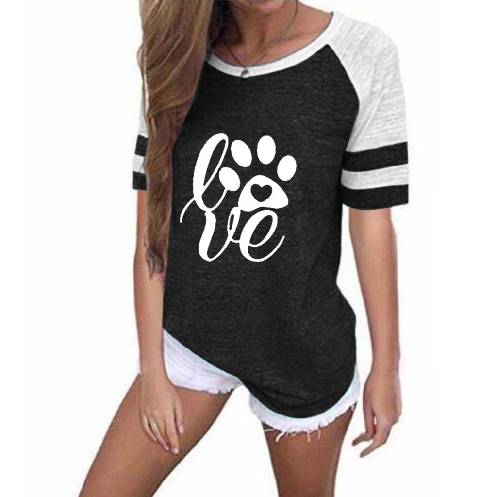 Women Plus Size Printing Stripe Round Neck Short Sleeve Casual Blouse T-shirt