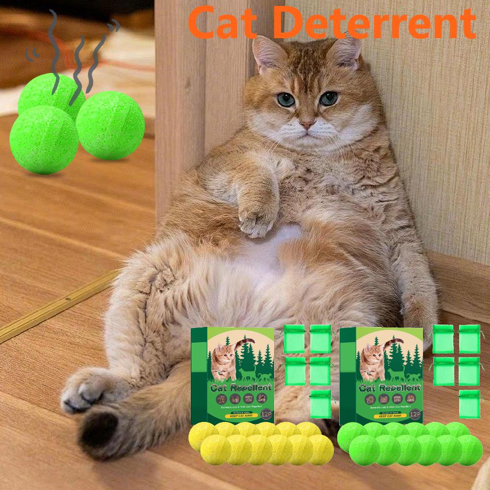 12X Cat Repellent Balls Aroma Balls with Peppermint Oil Dog Repellent Ball Keep Cats Out of Garden Yard for Furniture Protection verde
