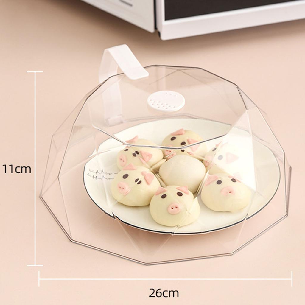 Geometric Microwave Splatter Cover Food Plate Lid with Steam Vents Handle Dustproof for Tray Pan