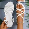 Fashion Women Sandals Fashionable Plus Size Shoes Thong Casual Flat Sandals Women New Style Braided Foot Elastic Band Roman Beach Shoes