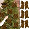 Retro Christmas Ornaments 2Pcs Tree Bow Decors, Velvet Fabric Holiday Wreath Hanging Ornament Decorations for Home, Festive Garland Wedding