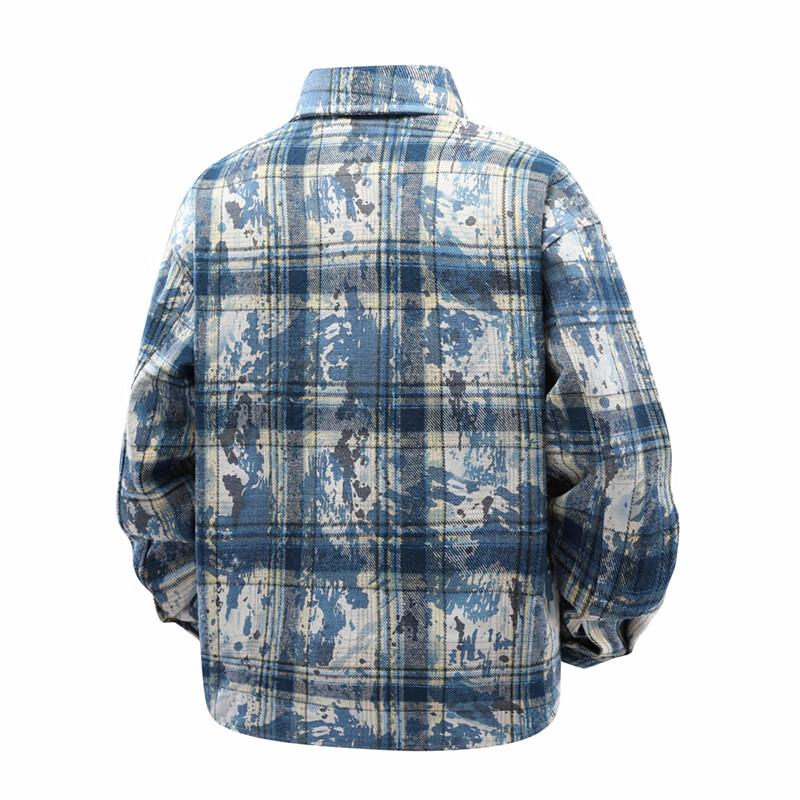 MEDE Men's Plaid Long Sleeve Tie-Dye Shirt