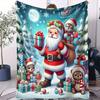 Christmas Flannel Blanket Santa Snowman Reindeer Bedroom Throw Sofa Christmas Decor Camping Kids' Blanket Couples Family Friends