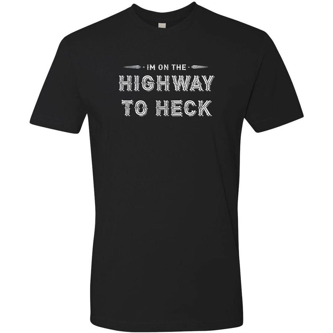 Retro Novelty T Shirt 100% Cotton 60 s 70 s Highway To Heck Funny Biker 3XL