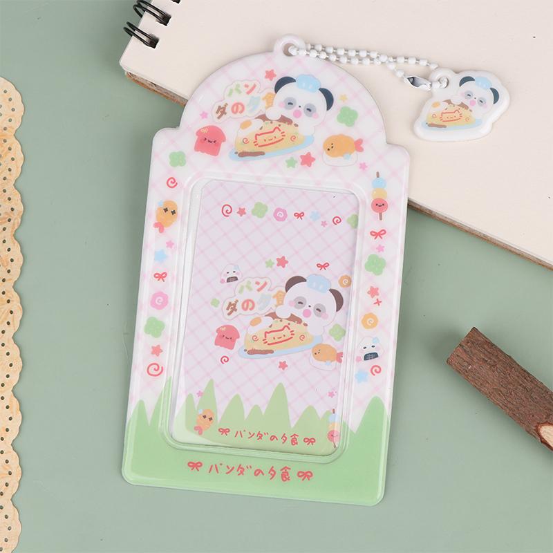 

Милые ПВХ протекторы для карт с пандой K-pop держатель для фотокарточек защитный чехол для ID-карты держатель для фотокарточек мультяшный значок чехол для кредитной карты с брелоком
