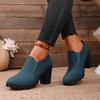 Damen Plateau Chunky Heel Slipper - Runde Zehenpartie Tiefer V-Ausschnitt Slip-On Pumps mit Wasserdichter Sohle, Modische Freizeitschuhe für Frühling/Herbst