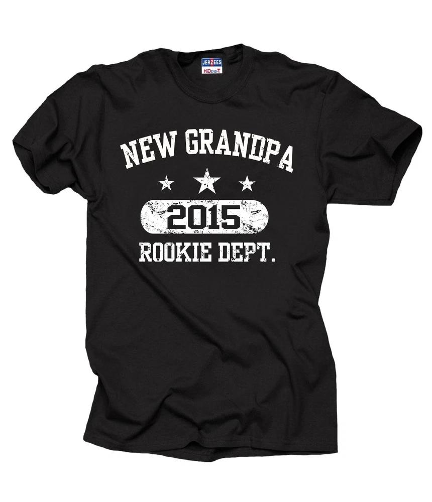 New Grandpa 2015 Rookie Dept TShirt Gift For Grandfather BDay Gift S