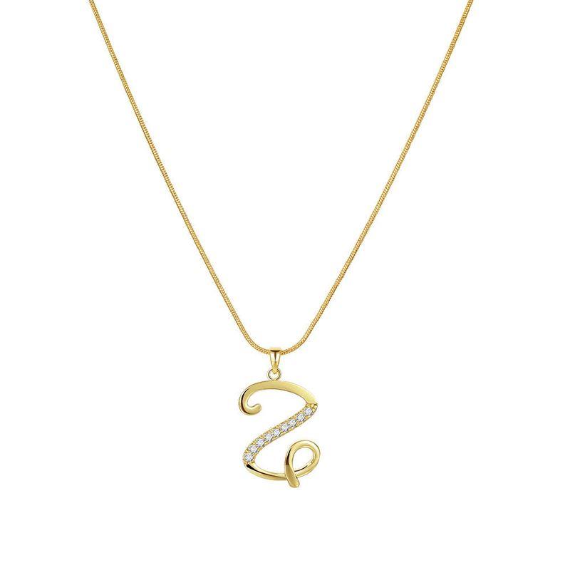 Europe and America Cross Border 26 Letters Copper Inlaid Zircon Snake Chain Necklace Letter Gold Pendant Creative Minimalist Letters