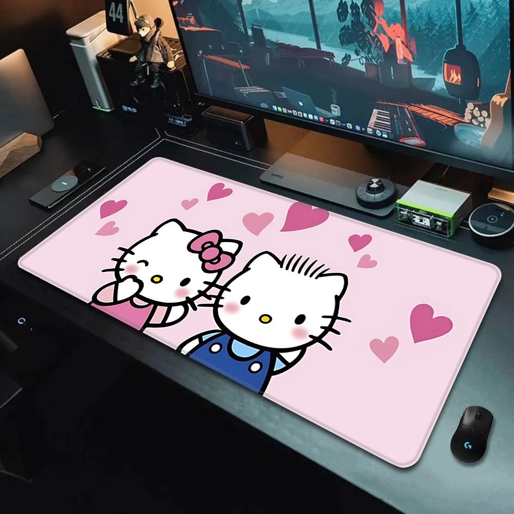 Pink Cartoon Hello Kitty Mousepad HD Printing Computer Gamers Locking Edge Non-slip Mouse Pad XXL90x40cm Keyboard PC Desk Pad