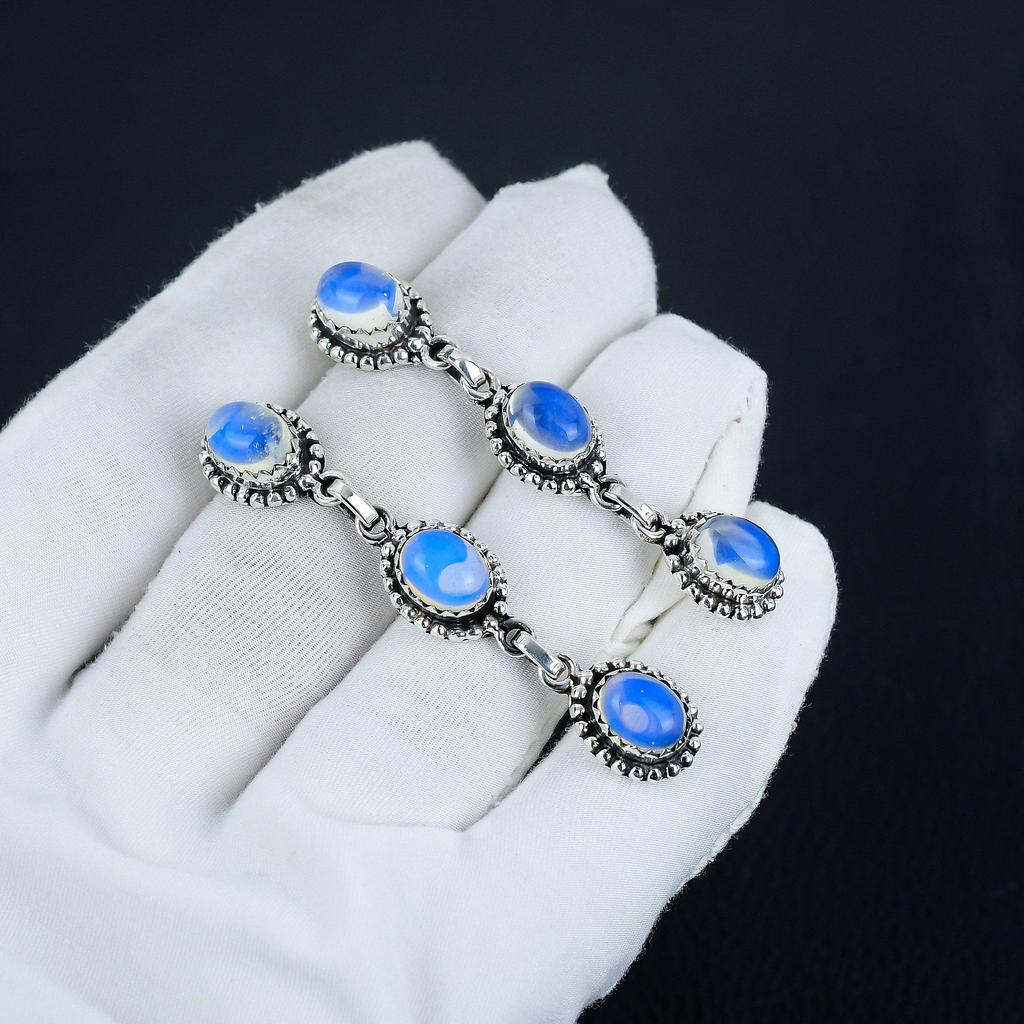 Natural Milky Opal Gemstone Earrings, 925 Sterling Silver Earring, Handmade Boho Silver Jewelry Dangle Earrings, Engagement Gift