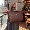 Vintage große Leder-Tragetasche Damen-Handtasche