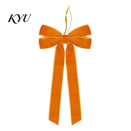 Soft Flannel Bow Ornaments Velvet Ribbon Xmas Pendant, Christmas Tree Ornament, Reusable Party Supplies Decorative Retro Style Hanging Pendant