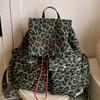Retro Leopardendruck Rucksacktasche Damen Herbst neue Mode College Canvas Tasche lässiger Rucksack mit großer Kapazität