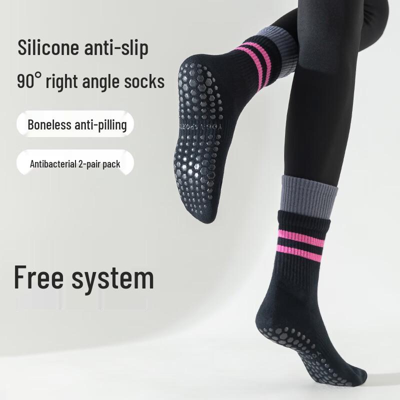 Women s Non-slip Yoga & Pilates Mid-Calf Socks One Size