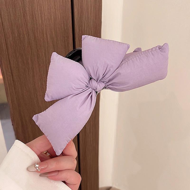 Korean Style 3D Bow Shark Clip for Women - 2025 High-End Full Head Hairpin