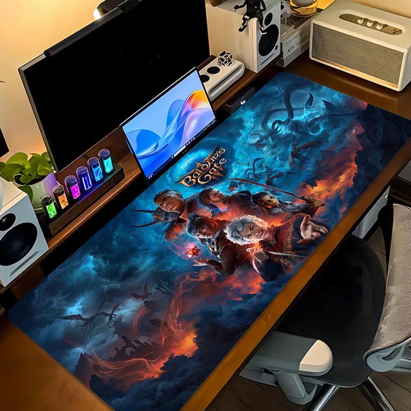 Bg3 Large Gaming Table Cushion Non-slip Laptop Tablet Big Mousepad XXL Mat Mini PC Playmat With Lock edge