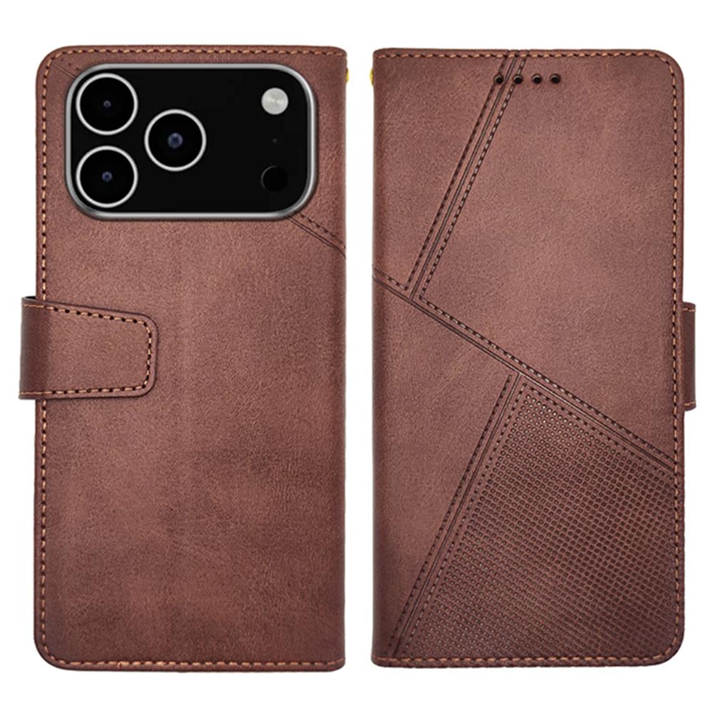 

IDEWEI For iPhone 17 Pro Max Case Leather Wallet Phone Cover Stand Calf Texture Coffee