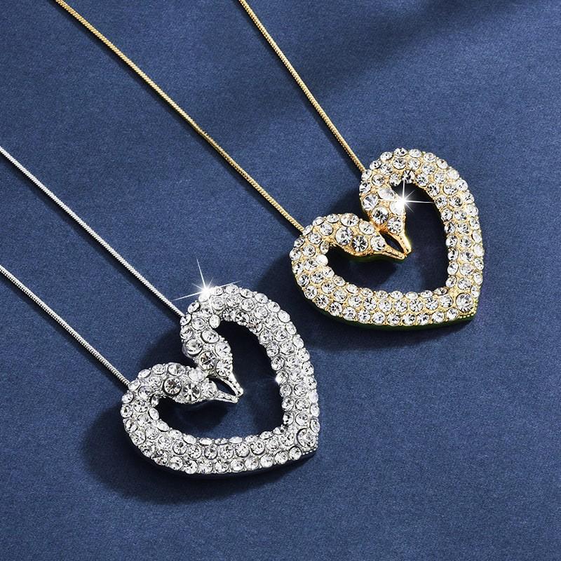 Liebe Schwan Nur Liebe Ewiges Doppel Schwan Herz Damen Accessoires Anhänger Halskette