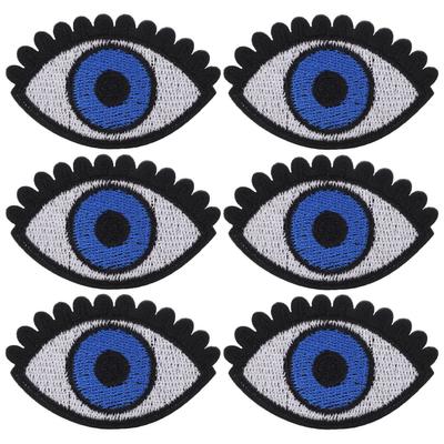 6pcs Iron On Patches DIY Bright Color Big Eye Pattern Clothes Dress Hat Jean Sewing Shirt Jacket