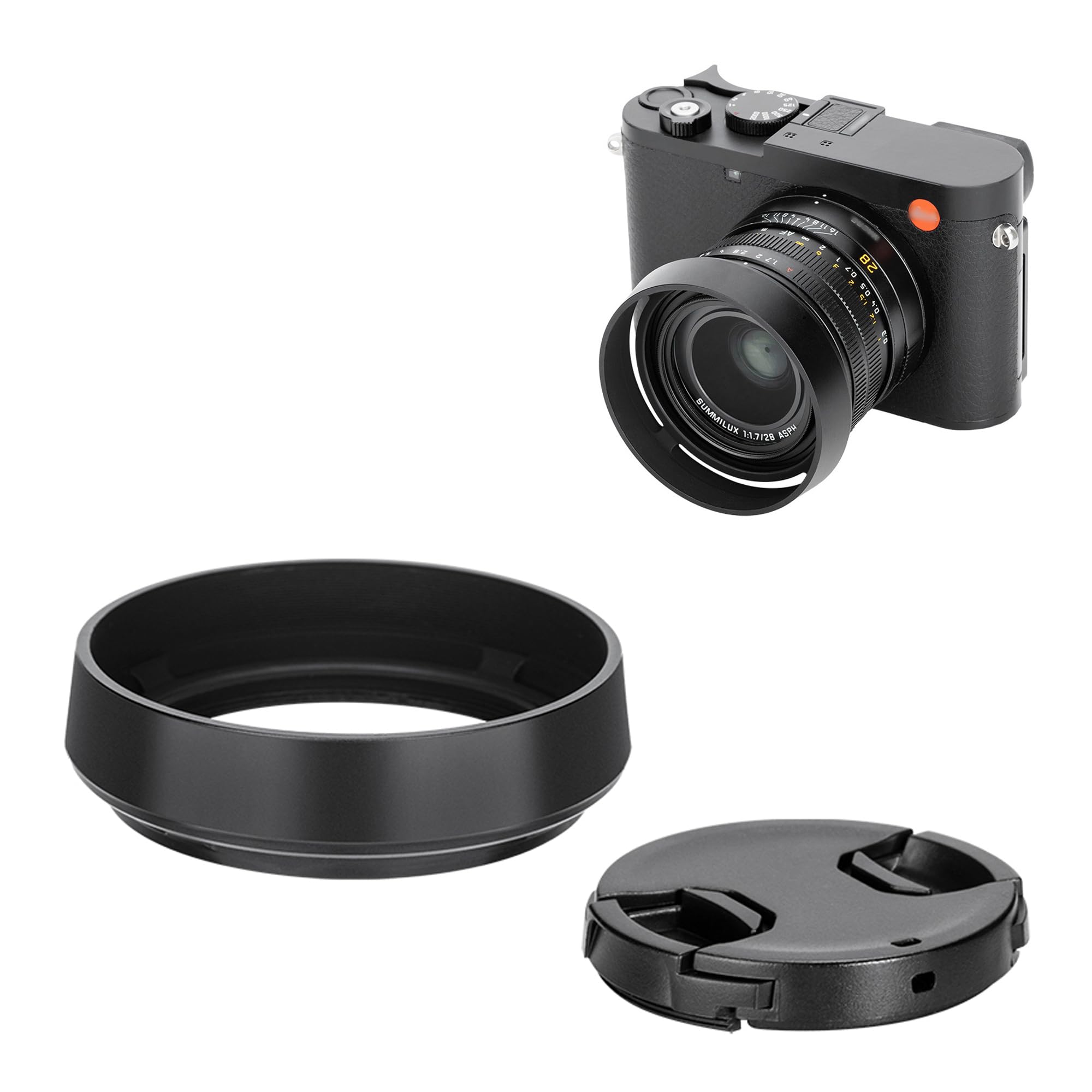 

JJC Metal Lens Hood for Leica Q3 Q3 43 Q2 Q Compatible with Leica Q Lens Hood with Lens Cap Black Lens Cap Not Screw-in (OEM Compatible)