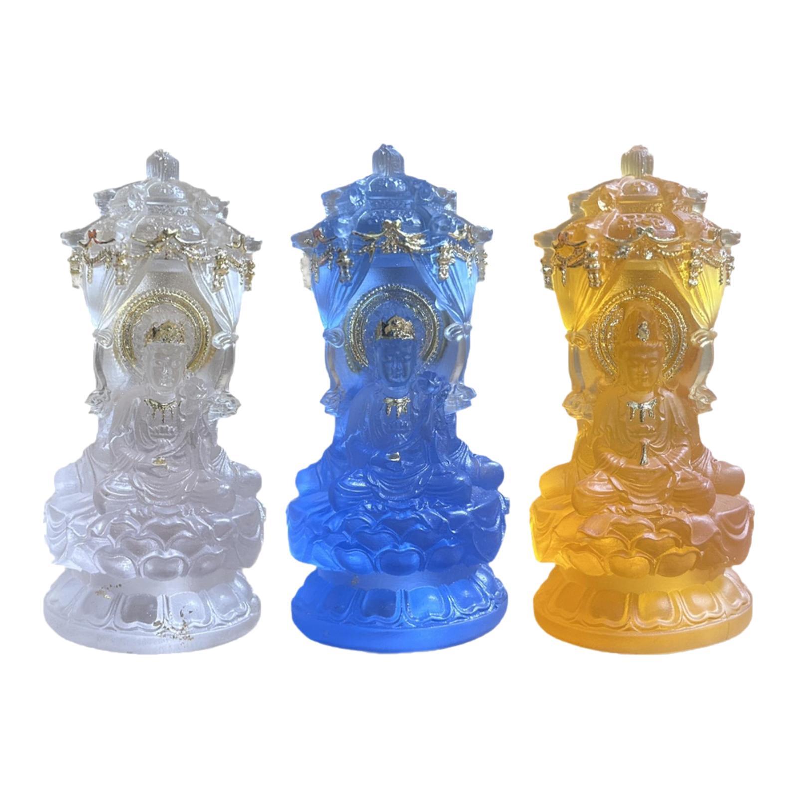 

Buddha Sculpture Desktop Figurine Scene Layout Props Decorative Statue Ornament for Home Bedroom Housewarming синий