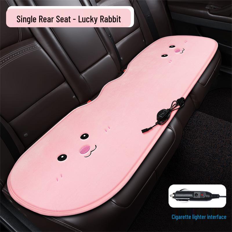 Cartoon Doll Style Heated Car Seat Cushion Set - Three Pieces for Winter Comfort