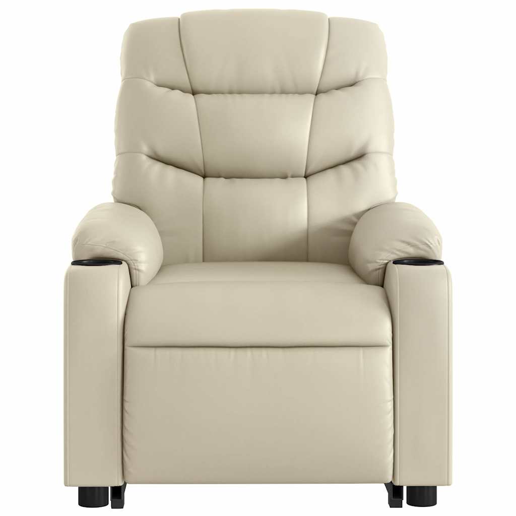 Massage Recliner with Rising Function Cream Faux Leather