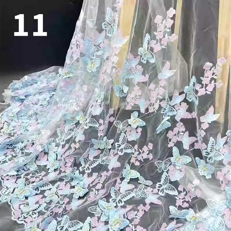 3D Butterfly Embroidery Fabric Hand-embroidered Cloth For Diy Sewing Wedding Dress Water-soluble Mesh Embroidery Lace Fabric