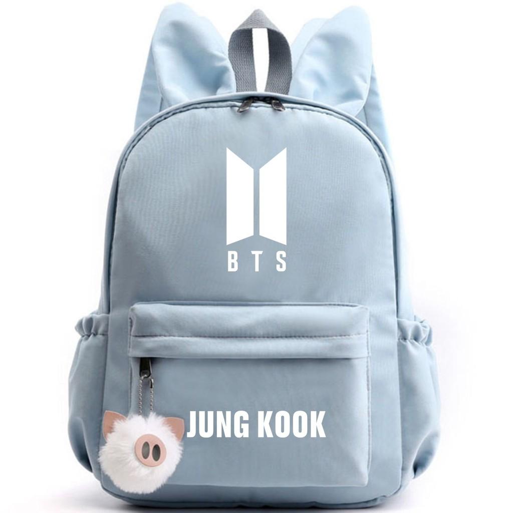 Bunny Kpop Bts Rabbit Ears Backpack Girls School Bags V With Piggy Pendant Plush