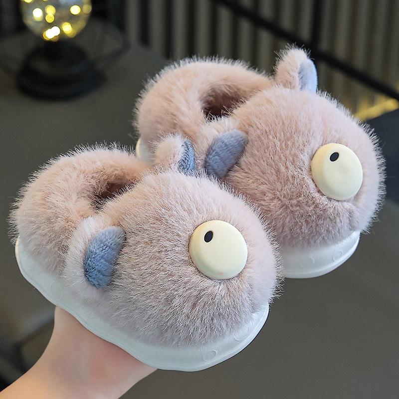

Зимние детские хлопковые тапочки, домашняя теплая обувь и хлопковая обувь 24-25 кофейный