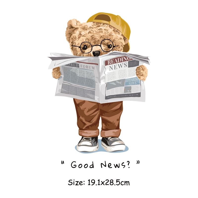 Coole Bären Patch für Kleidung Tier Pirnt Kleidung Aufkleber Diy Parches Ropa T-Shirt Hoodies Hitzepresse Applizierte Eisen auf Patches