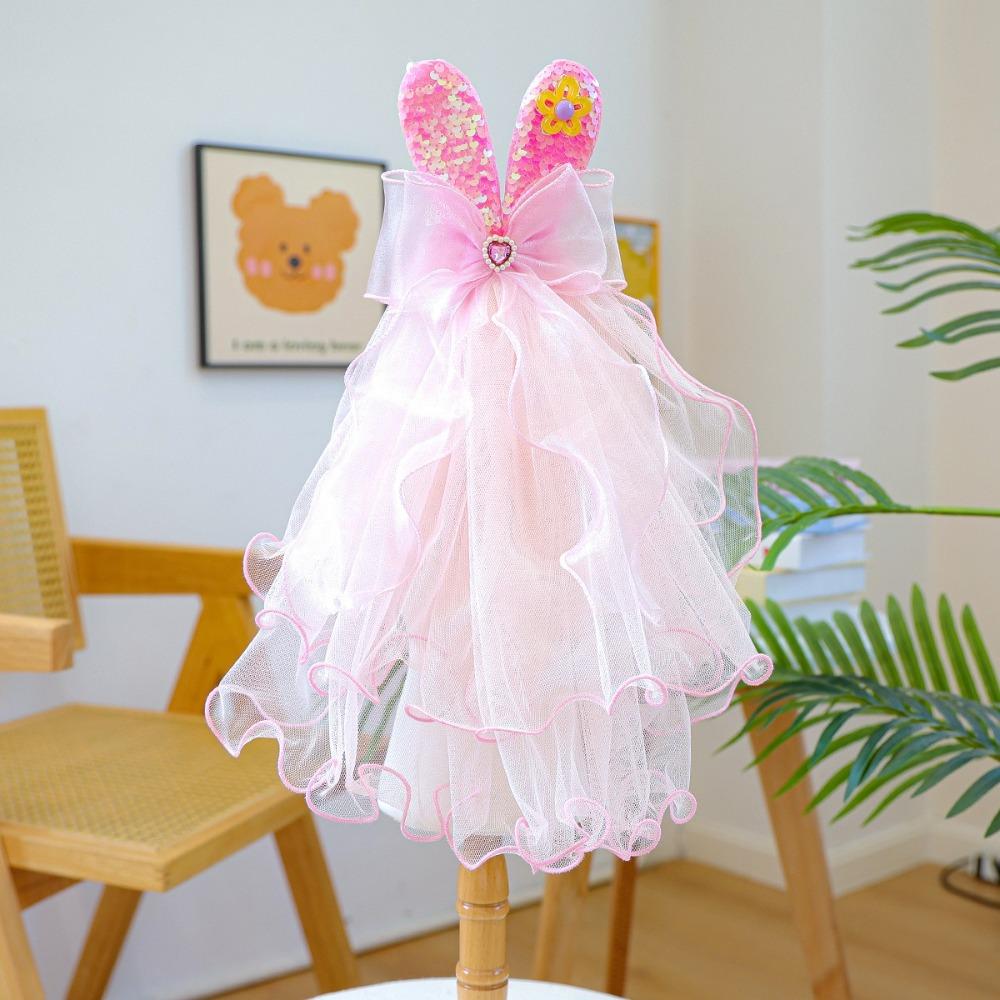 Atmungsaktiver Kaninchenwelpen-Schleier Romantische Haustierkleidung Elegantes Hundehochzeitskleid Haustier-Modenschau