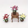 1: 12 Mini Simulation Flower Garden Living Room Scene Micro Landscape Ornaments Flowers White Red Purple Tri Color Flowers