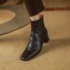 Fashion 2024 New Autumn Winter Fashion Women Boots Square Toe Ankle Boots Heels Shoes Female Ladies Shoes High Heels  Retro Modern