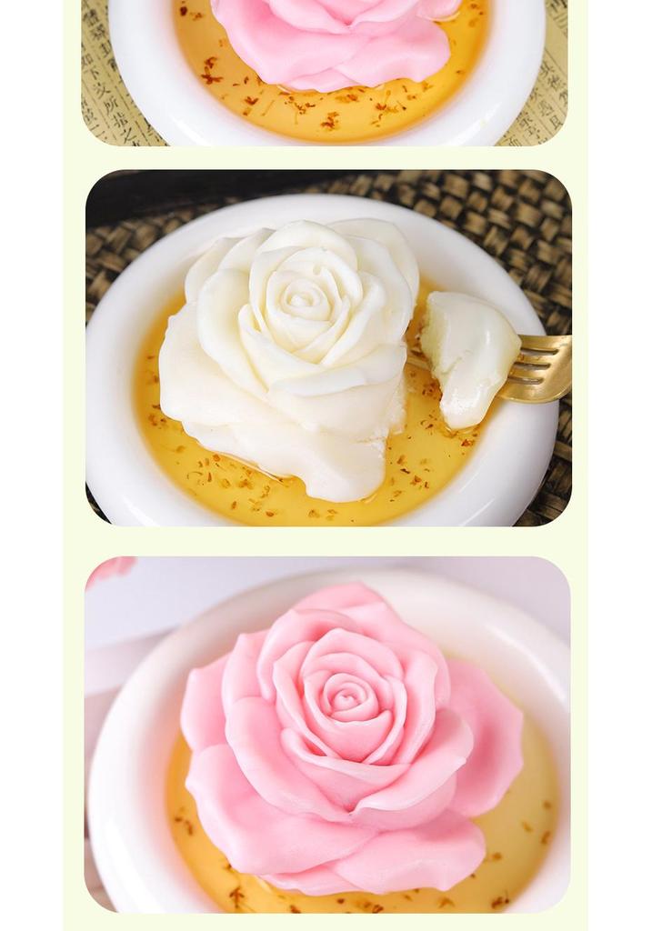 Peony & Lotus 3D Jelly Mold - Rose Milk, Silicone Mousse Pudding Cold Dish Mold