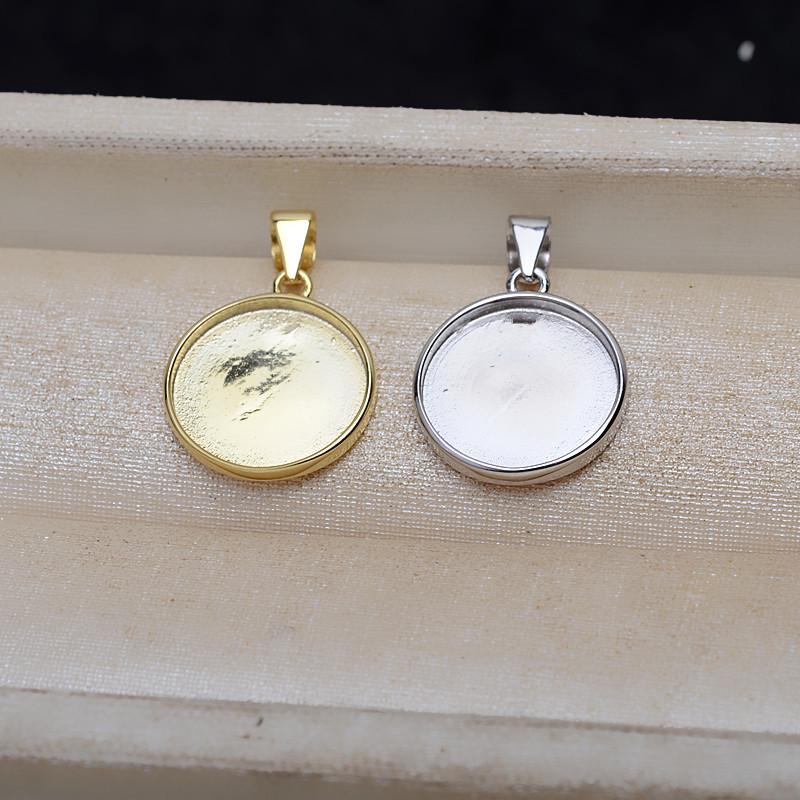 Runde, flache Unterseite für Anhänger mit Fötushaar aus S925er Silber, 20 Stück, 13 mm und 16 mm, DIY 4478.