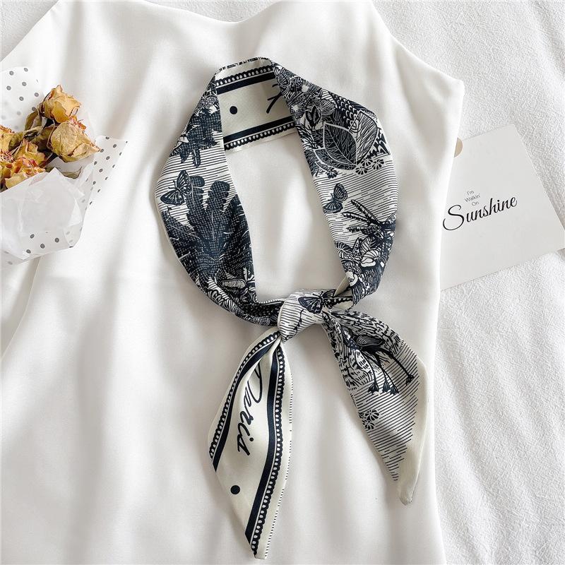 Langer, dünner Seidenschal für Damen, Haarband, Krawatte, Design-Print, Luxusmarke, Haarreifen-Accessoires, coole Mädchen-Schals, Sommer 2021