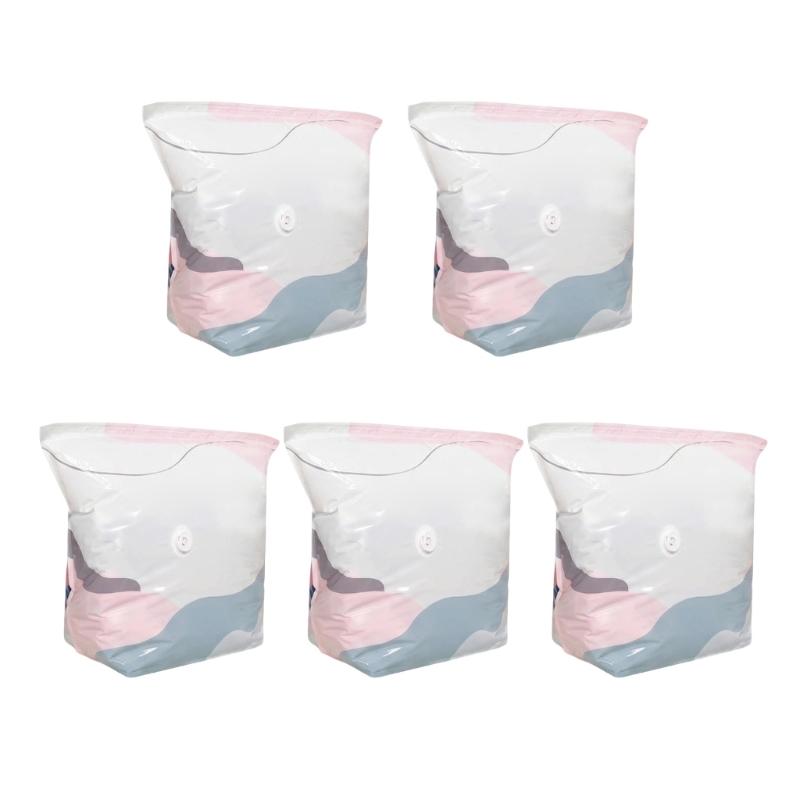 Sealed Vacuum Storage Bags 5 Pack, No-Pump Bags for Clothes, Bedding, Closet Sorting, Moving, Travel and Daily Use