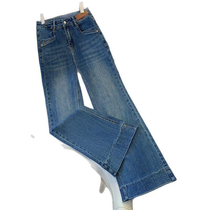 Women's Blue High-Waist Slim-Fit Micro-Flared Jeans, Spring/Autumn 2025 Collection