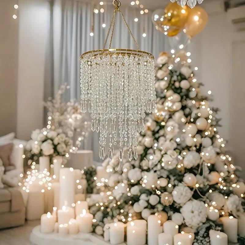 1 buc. Lampă candelabru romantică cu mărgele, abajur candelabru, decor pentru casă, picături bijuterie strălucitoare, dramatic, 5 stiluri