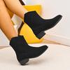 Winter New Pointed British Style Medium Heel Short Boots Large Size Thick Heel Sleeve Martin Boots