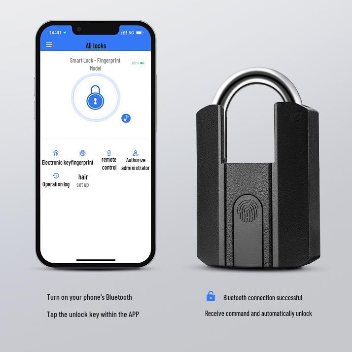 Großes wasserdichtes Bluetooth-Fingerabdruck-Vorhängeschloss für Gepäck, Schränke und Schubladen